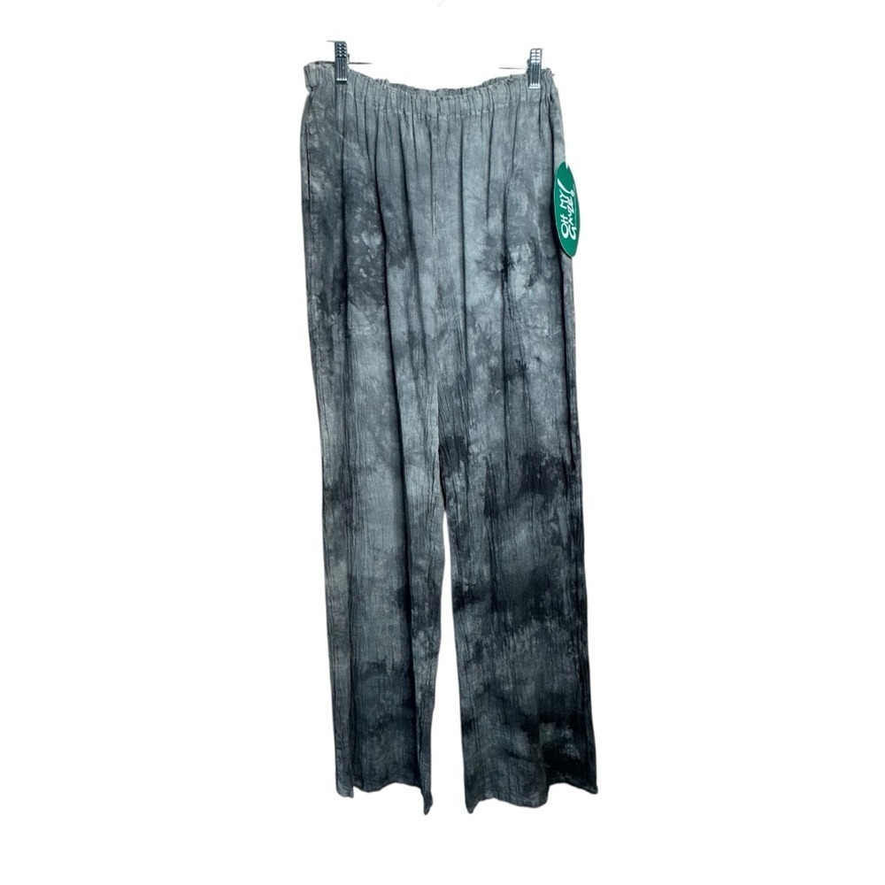 NWT OH MY GAUZE! PANTS PULL ON CASUAL Washed Black GAUZY BEACH Sz 1 I22
